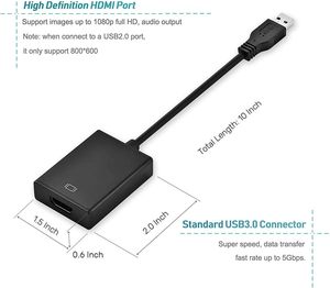 Convertidor USB 3,0 a HDMI y VGA de alta calidad y velocidad, compatible con 1080P Full HD, fácil configuración, adaptador de pantalla múltiple