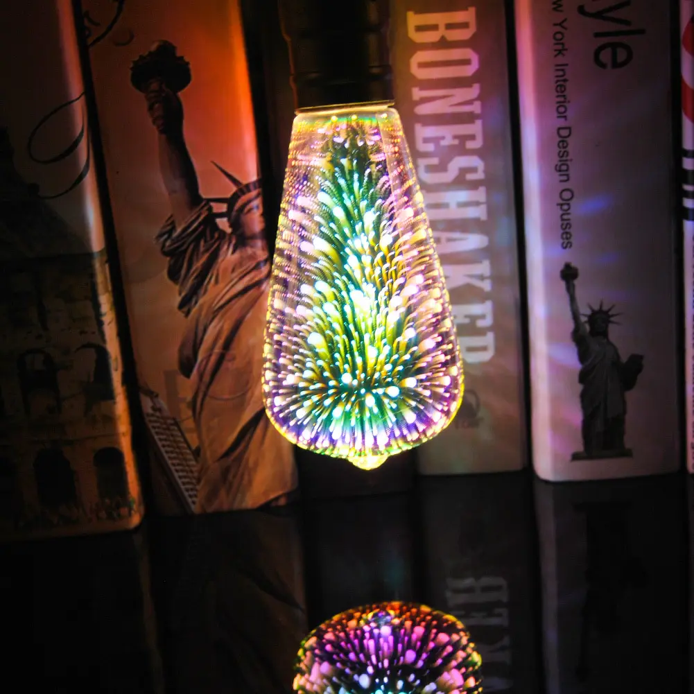 LED Glühbirne E27 3D Feuerwerk Dekorative Edison Glühbirne 220V Party Lampe A60 ST64 G80 G95 G125 Urlaub Weihnachts dekoration Licht