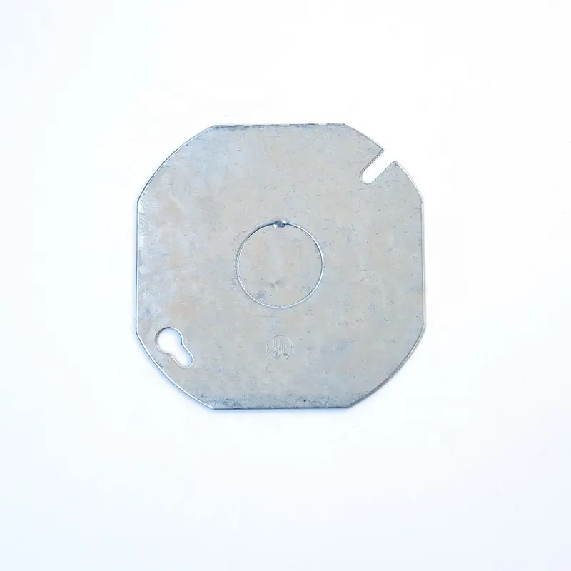 Cubierta de caja de acero galvanizado en blanco plano octogonal de 4 "eléctrico con certificación UL estándar estadounidense con KO.