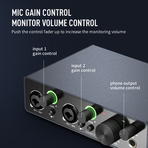 Xlr Microphone 24bit-192khz Audio Interface 2 in 2 Out Computer Recording Live Equipment Singing <strong>USB</strong> External Guitar Sound <strong>Card</strong> - Product Image 4
