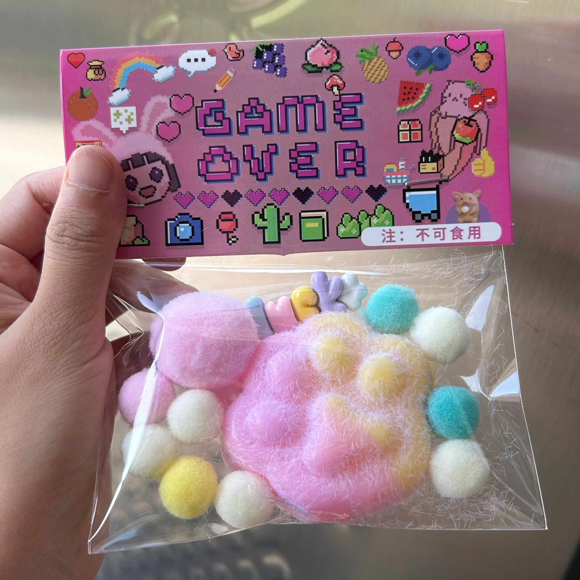 Yellow powder plush cat paw-tpr
