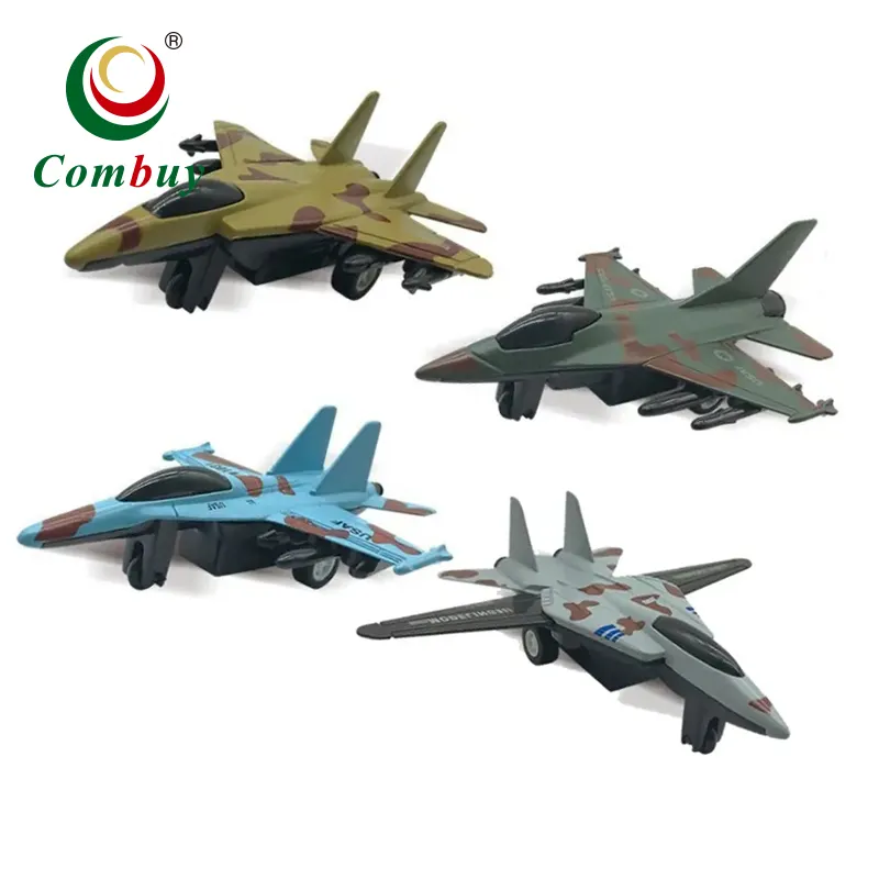 Camouflage pull back model toy metal die cast airplane