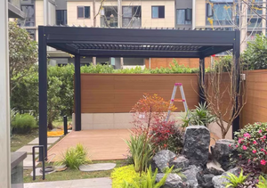 Su geçirmez açık alüminyum Aluminum 4*4m geri çekilebilir ekran lougazebo Gazebo elektrik özellikleri PVC ahşap tozu kaplanmış Metal - Product Image 5