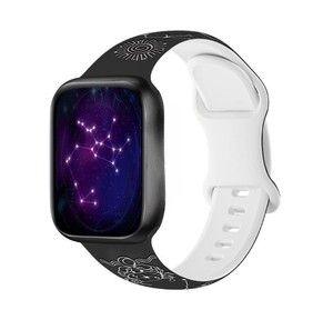 シリコン素材12星座白黒シリーズアップルウォッチ用42/44/45/49mm