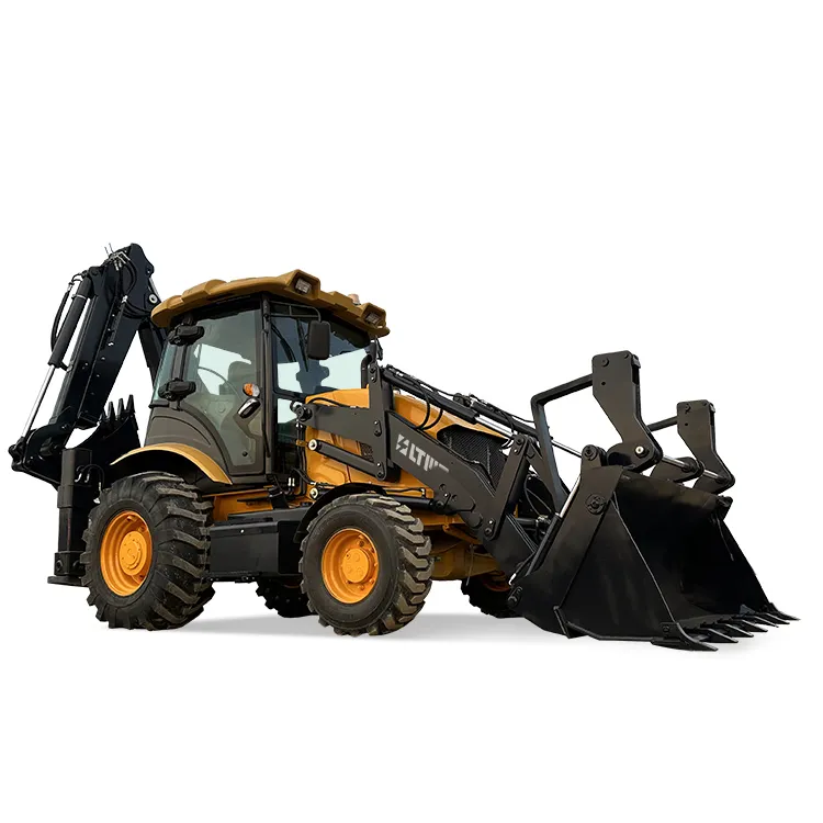 Ltmg New 4WD DIESEL thủy lực Euro V động cơ 4x4 2.5t 2500kg Bánh backhoe loader với 6 trong 1 xô