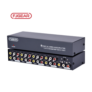 FJGEAR顶级质量8端口影音视频分离器<span class=keywords><strong>rca</strong></span>分离器1进8出和信号放大器支持