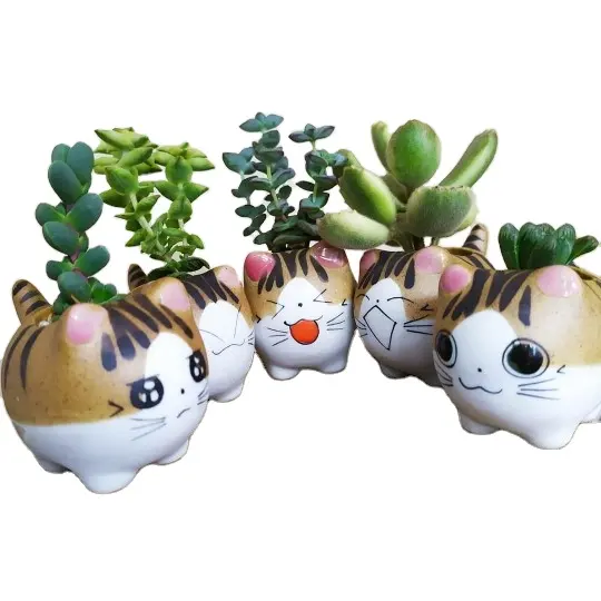Hausgarten Desktop Balkon Dekor Geschenk Nette Mini Katze Keramik Blumentopf Kleine Cartoon Pflanzer Sukkulenten Pflanzen Bonsai Kaktus Topf