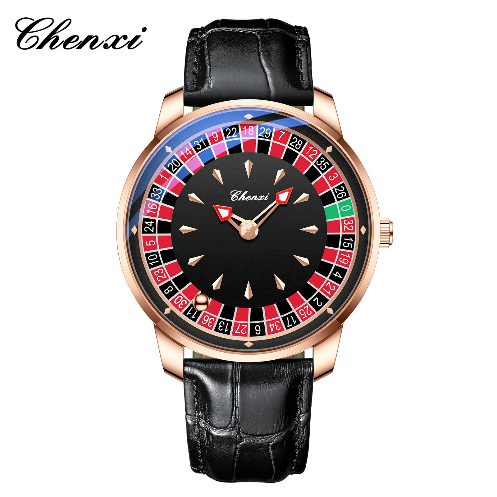 636-Rose Gold Black-Leather