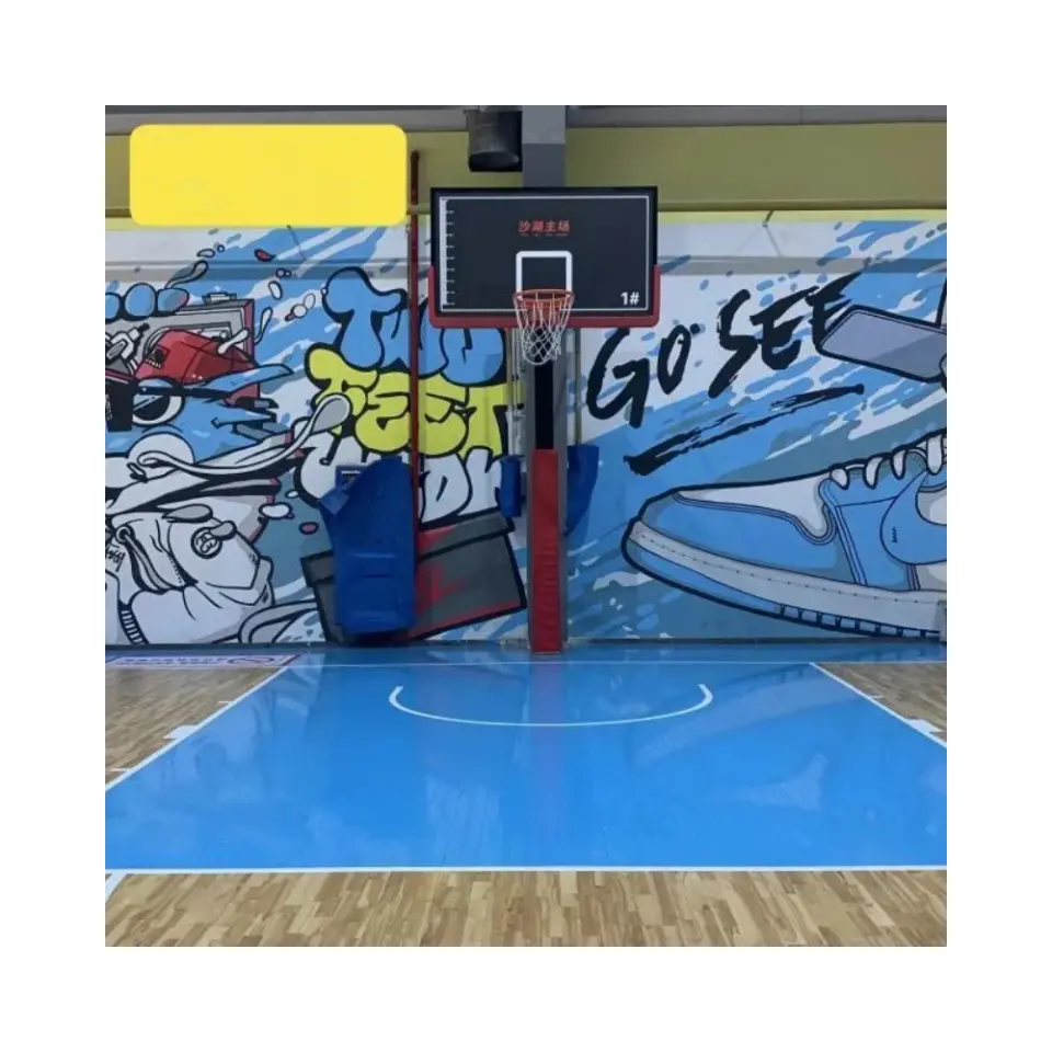 Anpassbarer Hartholz-Sportboden für Sportarten Basketballboden Spaß am Futsal und Vollplatz-Basketball im Freien