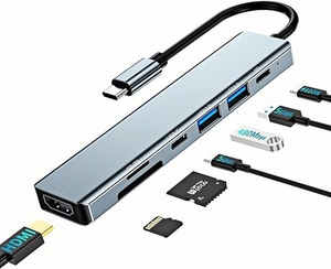 Venta caliente USB C Tipo C Hub 7 en 1 TF/SD HDTV 4K/30Hz Usb Hub Adaptador multifunción para computadoras portátiles MacBook Pro y tipo C Windows - Product Image 1