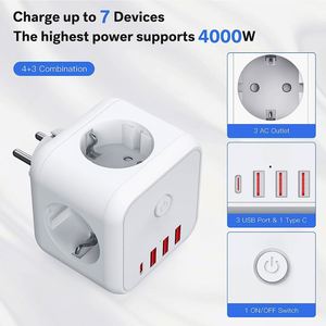2025热卖7合1交流电源插座立方体，带USB 3路插座1型C和3 USB，不带电缆适配器 - Product Image 2