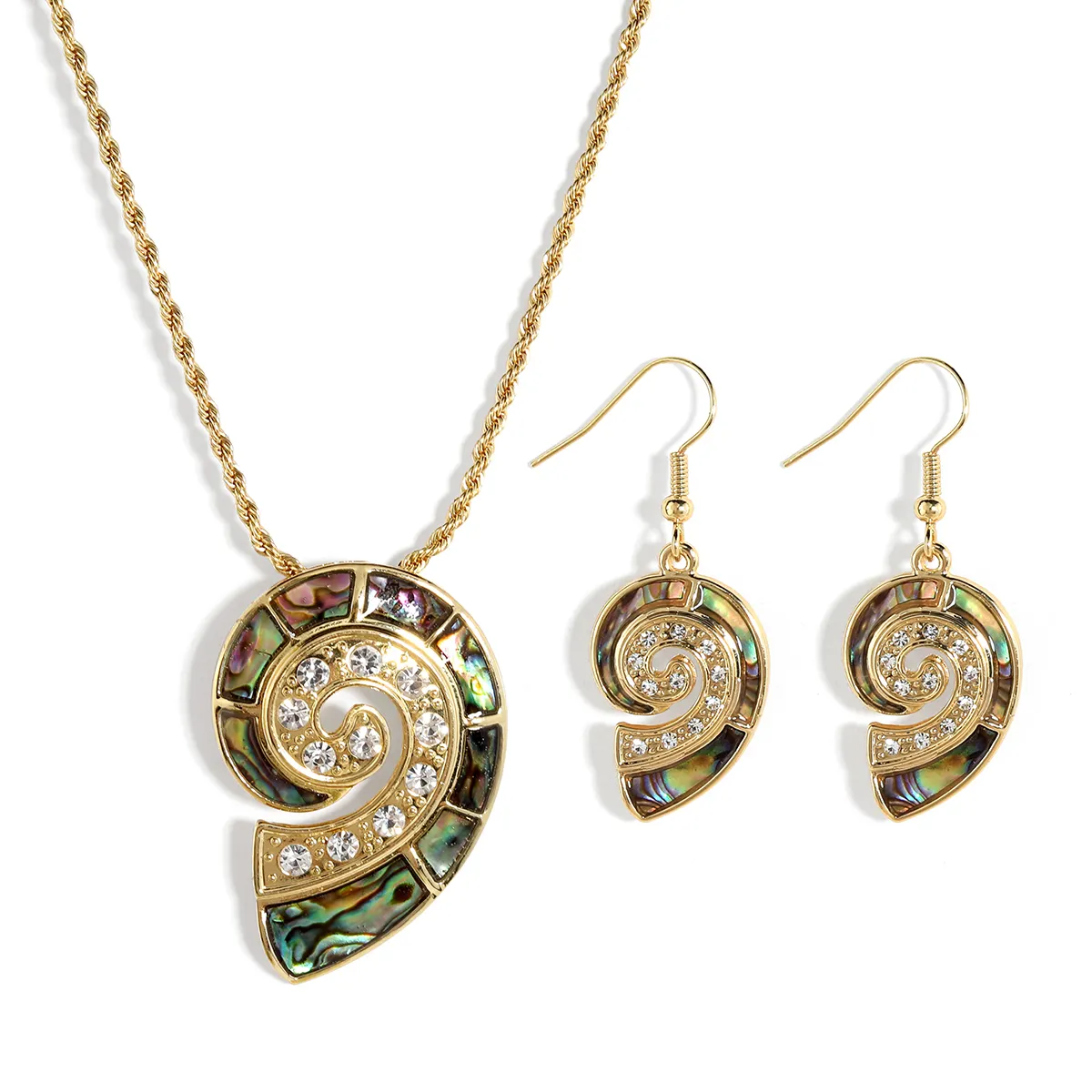 Vinstyle pabrik perhiasan Hawaii abalon kerang Keong liontin kalung anting 18 karat perhiasan emas