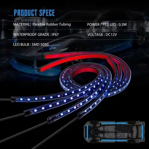 แถบไฟ LED ควบคุมผ่านแอป RGB ชุดไฟใต้แสง4ชิ้นสำหรับรถยนต์ไฟแถบเน้นแสงนีออน - Product Image 5