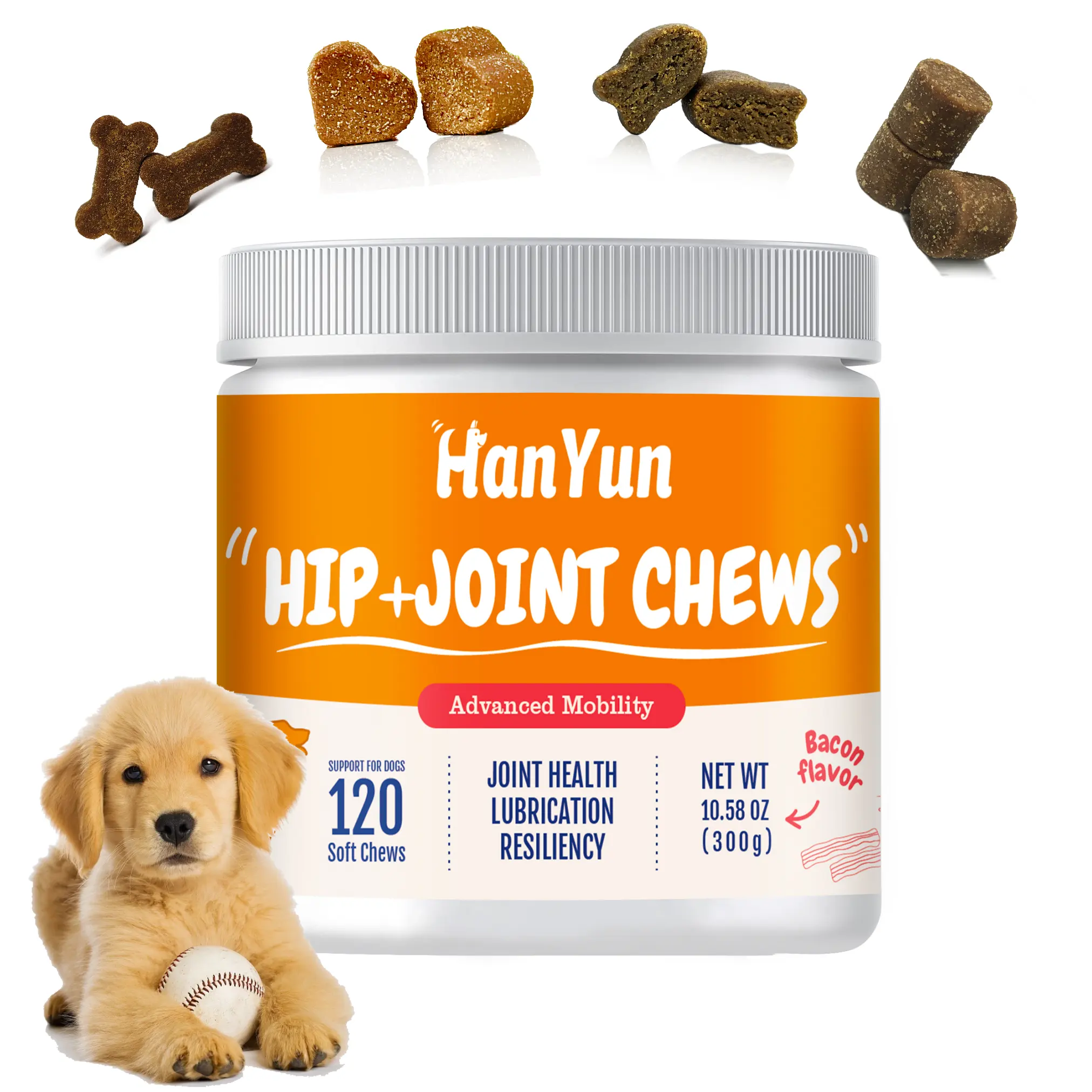 Hanyun hip và khớp xử lý nhai chăm sóc sức khỏe bổ sung với MSM & Chondroitin mềm nhai cho chó cưng