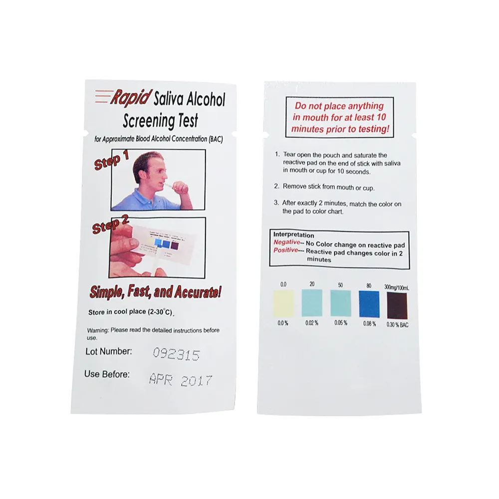 Greenwon Hoge Kwaliteit Speeksel Alcohol Test Strip/Wegwerp Alcohol Test Meter Groothandel