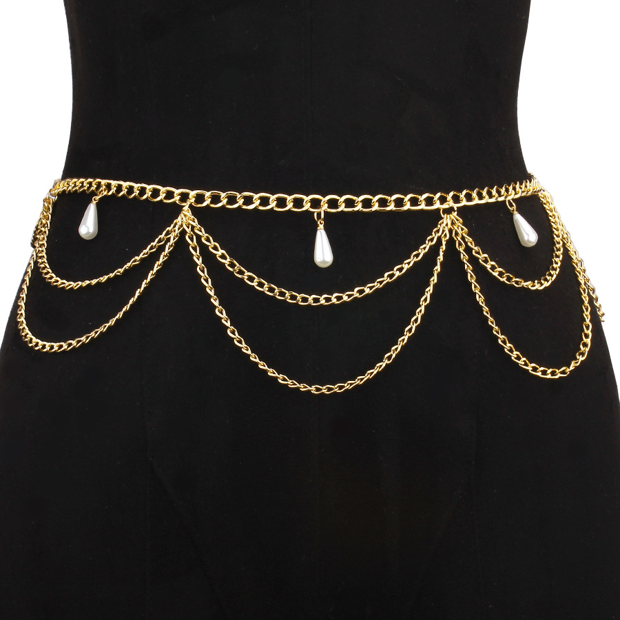 Chaîne de taille multicouche avec pendentif en perles