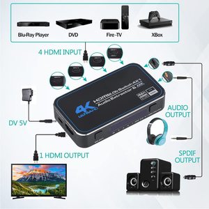 Conmutador de salida 4 en 1 con separación de audio HDMI2.0, 2,0, 4K, HDMI, con entrada y salida de 1 arco para TV