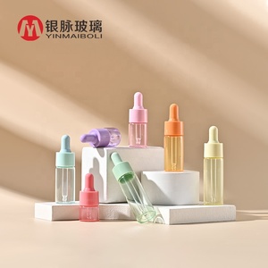 5ml 10ml 15ml 20ml suero cosmético embalaje transparente vacío reparación aceite esencial botella cuentagotas de vidrio con gota de color - Product Image 1