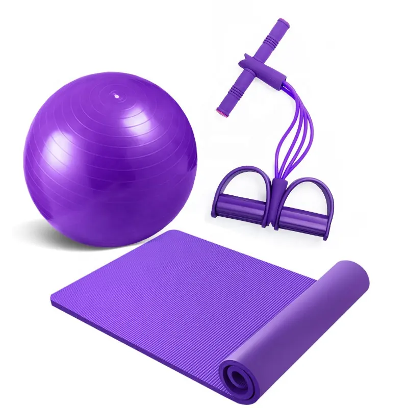Pédale de traction élastique de résistance avec 4 tubes, corde de traction pour exercices de musculation, avec boule de Yoga, 4 pièces