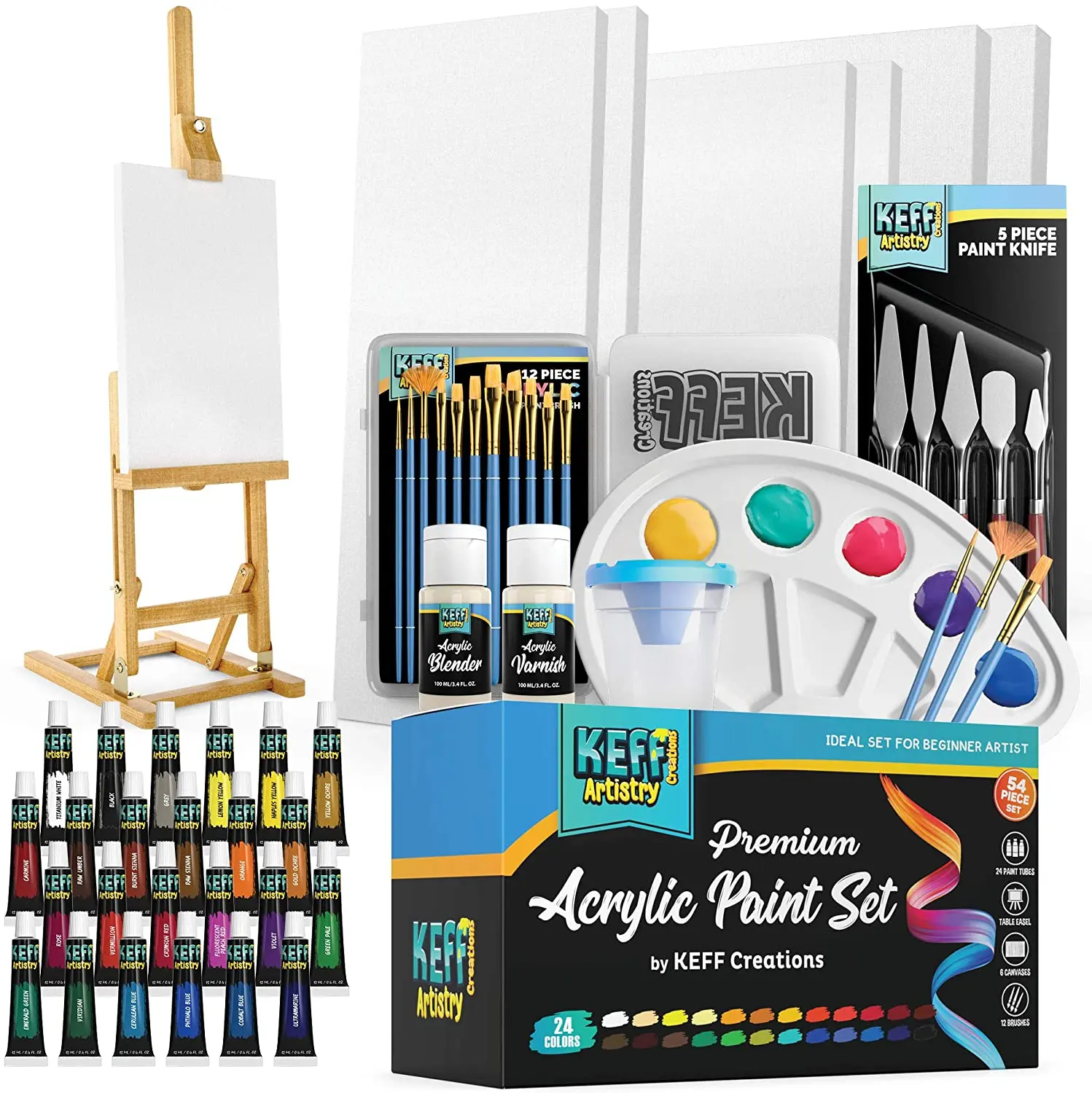 Creaties Complete Acryl Verf Kit- 54 Stuk Professionele Kunstenaar Schilderen Leveringen Set