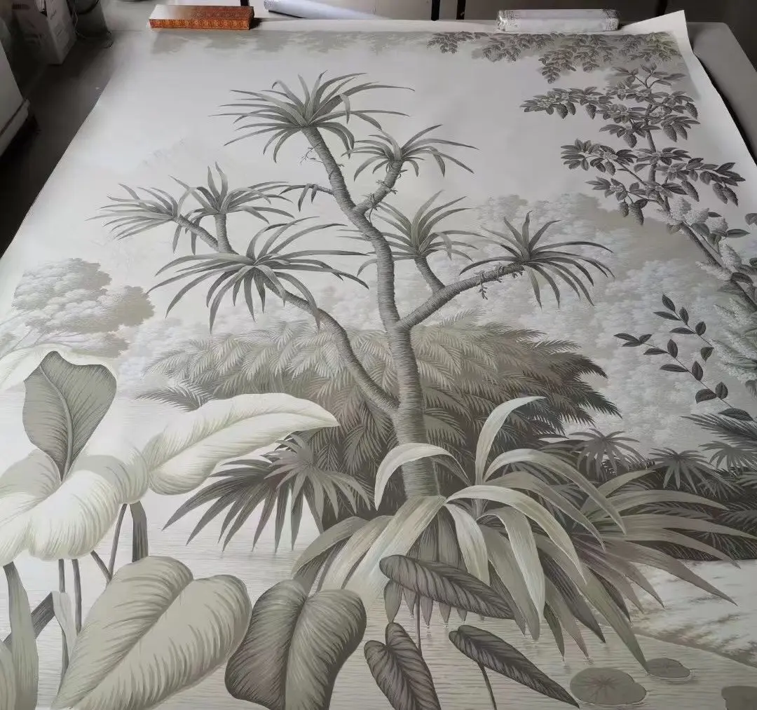 Papel pintado a mano con pintura de paisaje occidental Zhenling para decoración de paredes interiores de la casa