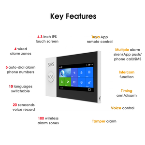 Sistema de seguridad inteligente para el hogar, sistema de alarma inalámbrico y con cable, WiFi, 4G, LTE, pantalla táctil IPS, con aplicación IOS y Android - Product Image 2