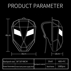 New Design LED Backpack Cool Mask Eyes Hard <strong>Shell</strong> Waterproof Smart Back Pack App Control <strong>Programable</strong> LED Knight Backpack - Product Image 6