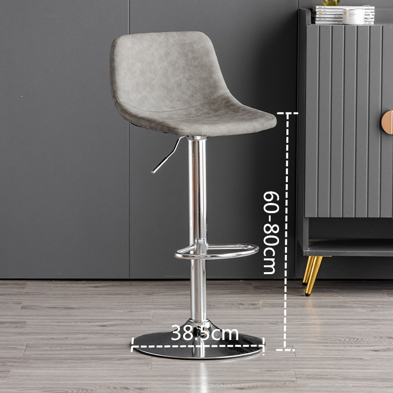 Tabouret gris avec pieds argentés galvanisés