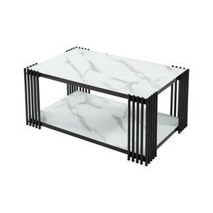 Bàn cà phê riga hiện đại với chân kim loại có thể tùy chỉnh bằng kính cường lực và thiết kế hiện đại cho phòng khách - Product Image 2