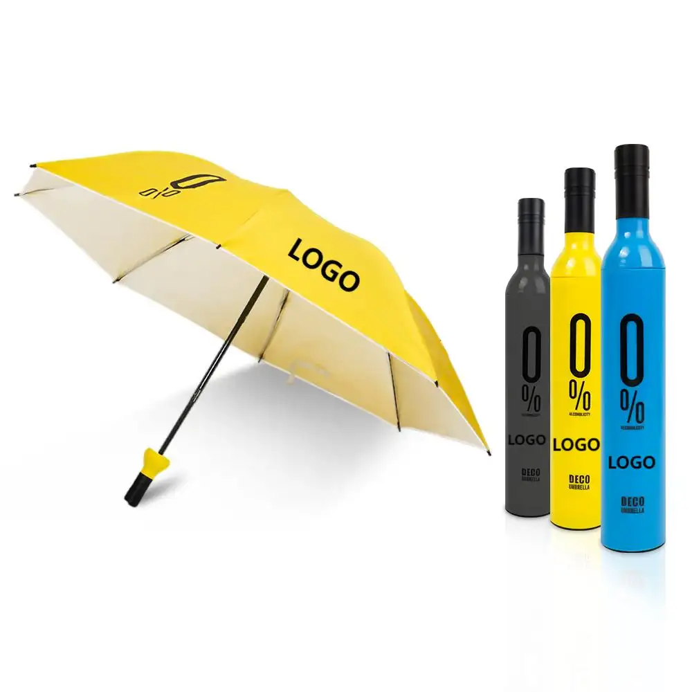 Nouveau design personnalisé personnalisé bouteille forme cadeau publicité bouteille de vin parapluie