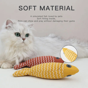 Juguete personalizado de hierba gatera para gatos, divertido pez de peluche, juguete interactivo para masticar gatitos de interior con relleno de lino suave, uso diario para perros - Product Image 2