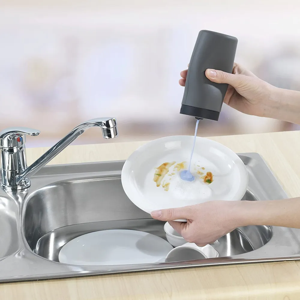 पकवान साबुन मशीन आसान निचोड़ धोने Refillable पकवान तरल और हाथ साबुन रसोई और बाथरूम Countertop मशीन