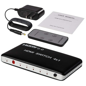 4K x 2K 60Hz V2.0 Conmutador HDMI de plástico 4X1 con control remoto IR Selector de salida 4 en 1 HDCP2.2 Soporte 18Gbps HDR10