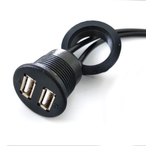 USB AF TO AM แผงพอร์ตคู่ยูเอสบีกั้นเป็นช่องต่อ USB ทรงกลม IP67สายถั่วฝาครอบ PVC - Product Image 5