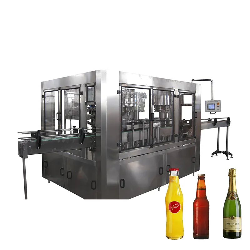 Automatic 500ml 3 in 1beverage glass bottle water juice beer bottle filling capping machine