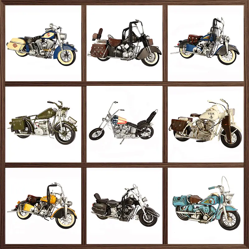 Venda quente Grande Tamanho Vintage Motocicleta Modelo Artesanato Decorações Ferro Metal Moto Artesanal Artesanato Móveis ou Presentes