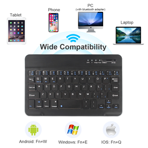 Mini teclado inalámbrico Bluetooth para ipad, tableta, teclado de goma recargable para Android, ios y Windows