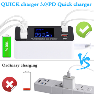 PD 18W çoklu port 8-Port USB şarj aleti masaüstü istasyonu QC3.0 hızlı 60W hızlı şarj ile iPad cep telefonu için LCD ekran - Product Image 5
