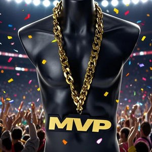 Kişiselleştirilmiş parlak altın akrilik kolye MVP zincir kutlama MVP ciro zinciri logonuzu akrilik