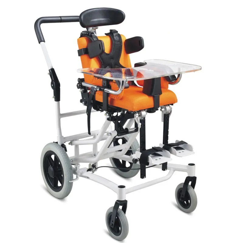Juyi cadeira de rodas de alumínio infantil, cadeira de rodas dobrável de alumínio pediátrico para crianças com mesa de comida