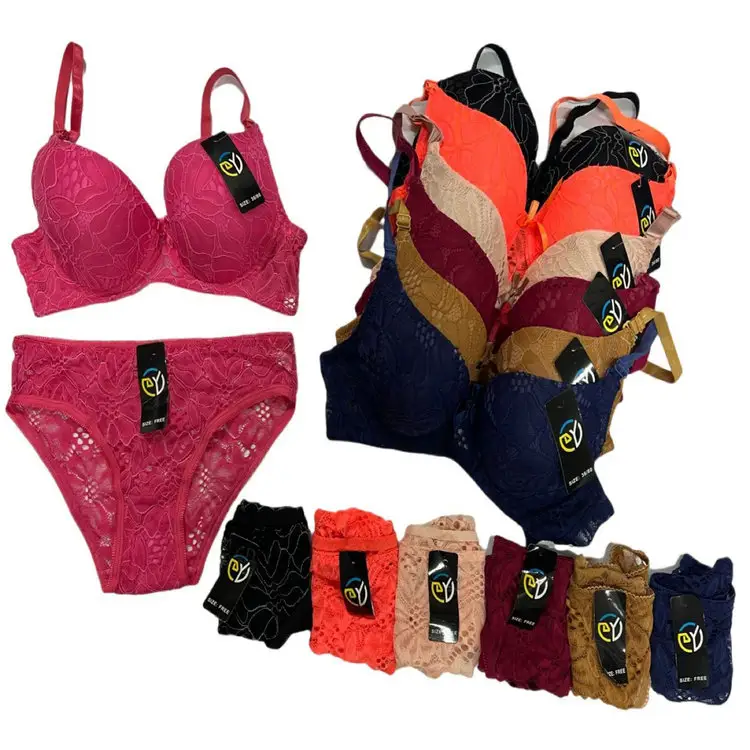 1,5 dólares modelo CG022 de tamaño 36-46 clásico de las mujeres Push Up Sexy Plus tamaño sostenes y bragas conjuntos con muchos colores