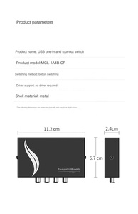 4ポートプリンタースイッチUSB2.0手動プリンターシェアスイッチハブ4 in 1 out Usb A To B for printer - Product Image 6