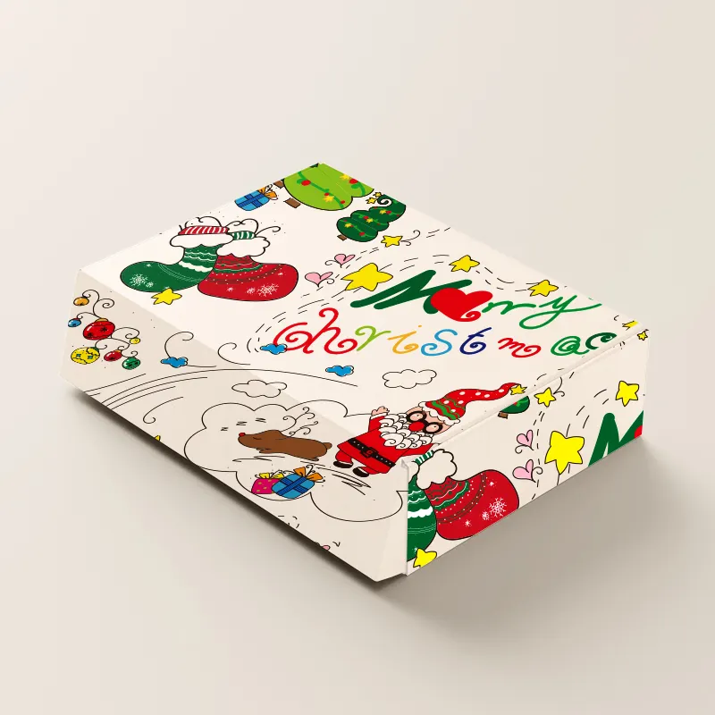 Kotak pengiriman kertas Kraft Natal mewah desain baru Logo kustom