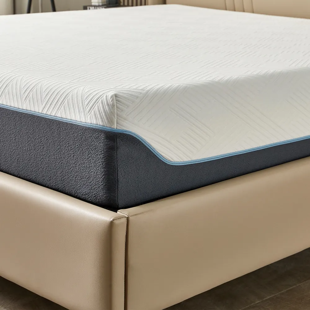 Tissu tricoté double Full Queen King taille, Gel ventilé, mousse à mémoire de forme en bambou, matelas à ressorts de poche hybride, enroulable dans une boîte