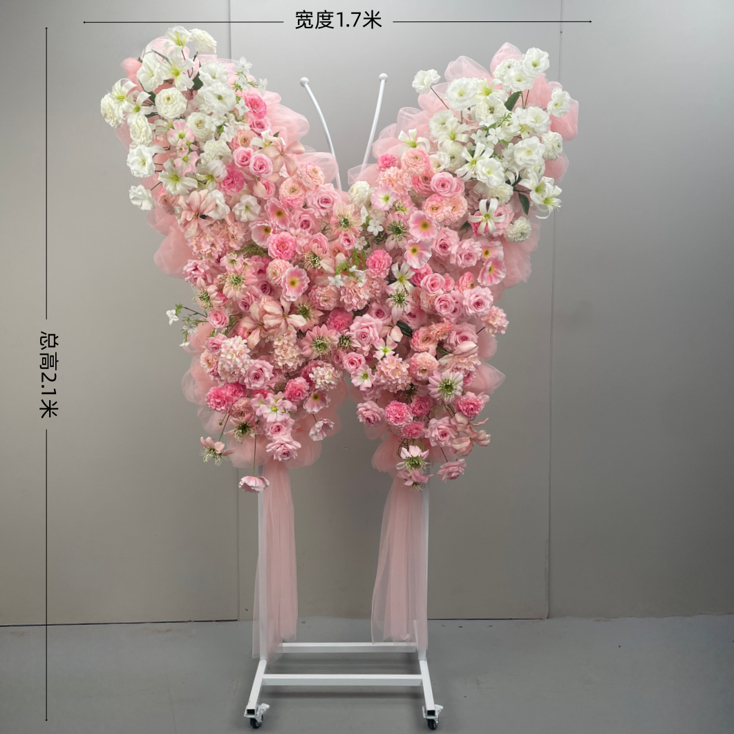 Pink chiffon flower butterfly floral arrangement-swivel wheel st