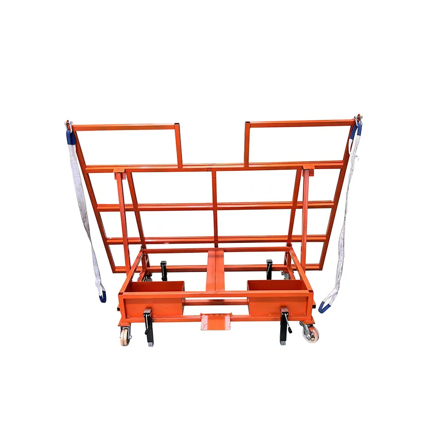 Industrial heavy duty adjustable folding glass plate cart transport cart with handle