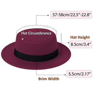 Hot bán hợp thời trang hai màu tone Len cảm thấy hat Flat Top rộng vành phụ nữ Fedora Hat - Product Image 2