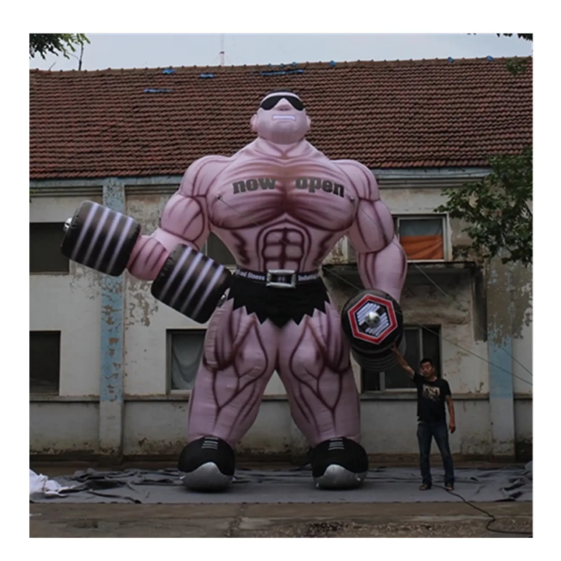 Musculoso inflable gigante para hombre, accesorio de Fitness para gimnasio, Club, publicidad, hecho a medida, 25 pies de alto