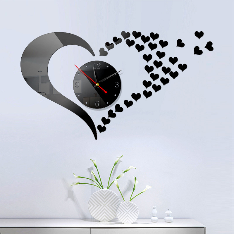 European Wholesale Home DIY 3d Acrylic Number Mirror Decorative Wall Clock