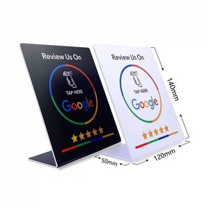 Acrylic Black NFC Social Media Card PVC Display Mini RFID Tag Reviews QR <strong>Code</strong> Table Stand for Google Payment Hotel Plastic - Product Image 1